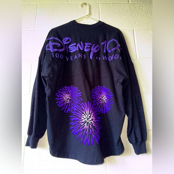 Disney Aulani Spirit Jersey Med Black + Purple Glitter 100 Years Ko Olina Hawaii - Picture 1 of 8
